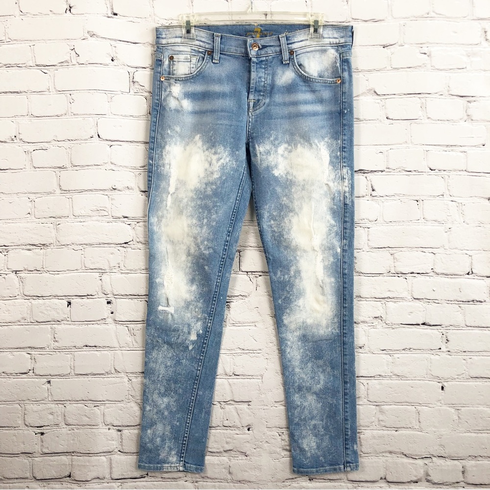7 For All Mankind Josefina Distressed Skinny Boyfriend Jeans Sz 26 - Picture 2 of 16